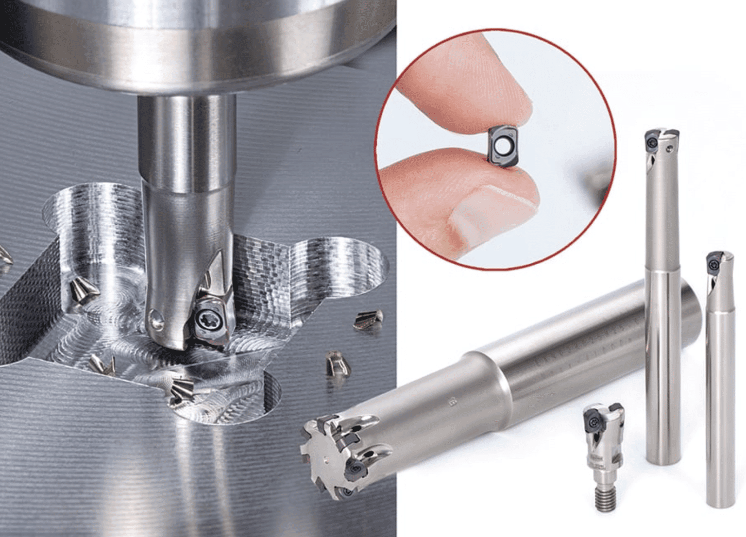 AddDoFeed använder minimala skär i storlek 02 med fyra mm införd cirkel och erbjuder skärkroppar med tät stigning som har mycket bra skär-per-diameter-densitet för ett indexerbart verktyg med liten diameter.