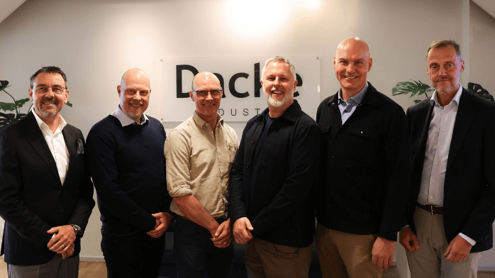 Dacke Industri stärker sin position inom industriell automation Från vänster på bild: Lars Fredin vd och koncernchef för Dacke Industri, Tommy Strand vd och delägare för Inlead Automation AB, Ola Carlström delägare för Inlead Automation AB, Mikael Hansch delägare för Inlead Automation AB, Jonas Bülow delägare Inlead Automation AB, Kenneth Carlsson president Precision & Protection för Dacke Industri och styrelseordförande i Inlead Automation AB.