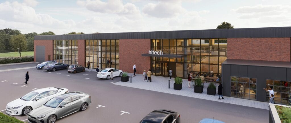 Hitech-byggnaden är på 4 000 kvadratmeter, där finns bland annat utbildningssalar och maskinhallar. I byggnaden finns också en konferensanläggning. Foto: Hitech