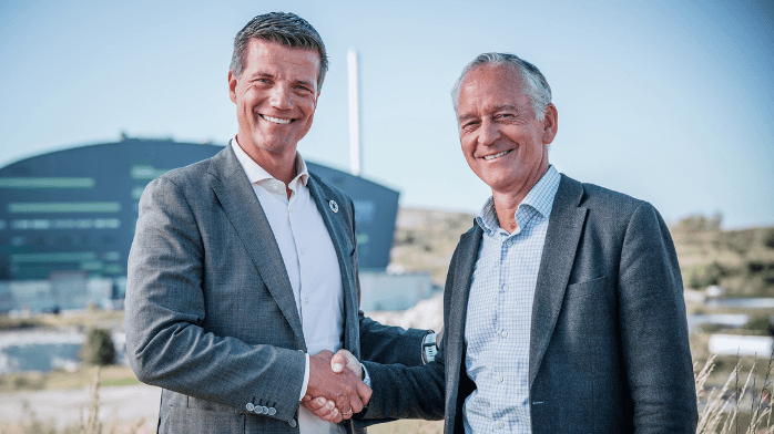 Höganäs och Öresundskraft ingår avtal om negativa utsläpp Till vänster Stefan Håkansson och Henrik Ager.