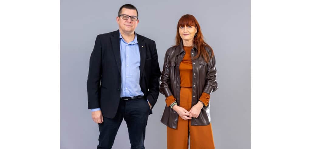 IF Metalls avtalssekreterare Veli-Pekka Säikkälä och förbundsordförande Marie Nilsson Foto: Stefan Jerrevång