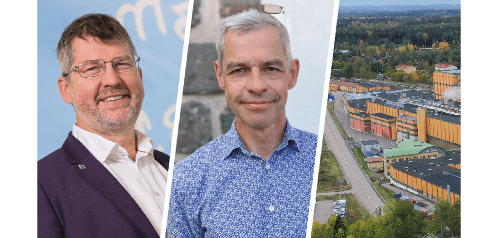 Jerker Delsing, professor i cyberfysiska system vid Luleå tekniska universitet och koordinator för digitaliseringsprojektet Arrowhead fPVN och Johnny Sundström, chef för anläggningsdata vid Stora Enso Fors, samt Stora Enso Fors Bruk.