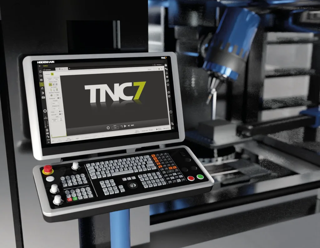 I Heidenhains styrsystem TNC7 har en användare bra vägledning genom alla processer tack vare en uppgiftsfokuserad design med effektiv visualisering och hjälpfunktioner för programmering, inställningar och bearbetning. Foto: Heidenhain