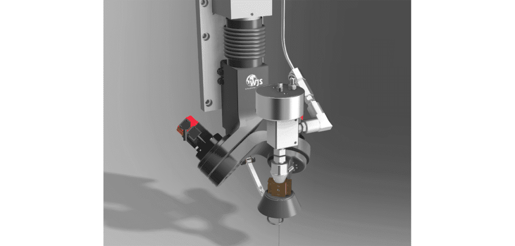 Alphajet är vinkelkompensering för vattenskärning med vinkelräta skärsnitt. Foto: Water Jet Sweden